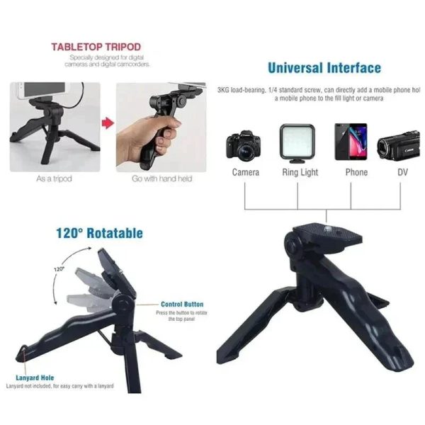 3 in 1 Vlogging Kit with LED Light Mic and Remote