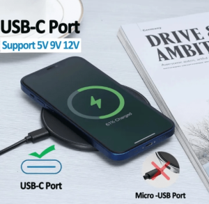 30W Fast Wireless Charging Pad LED Indicator, Ultra-Thin Design