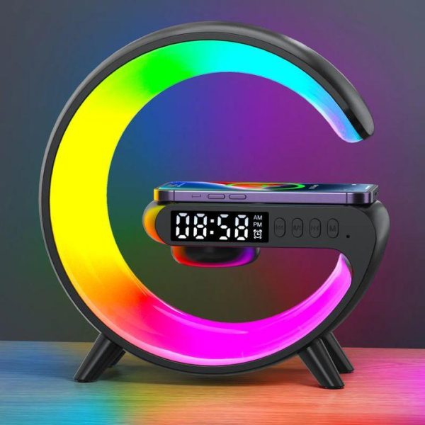 MultifunctionalWirelessChargerStandPadAlarmClockSpeaker-Black.jpg Led Wireless Charger Speaker